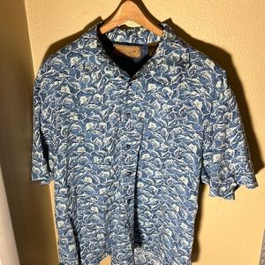 Clearwater Outfitters Mens SS Marlin Print Vented Fishing Shirt Color Blue Lg
